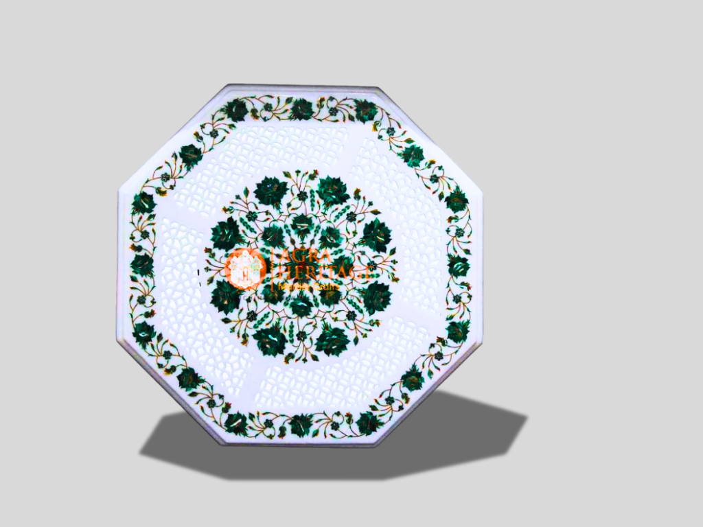 Top Counter Table Malachite Pietradura Floral Interior